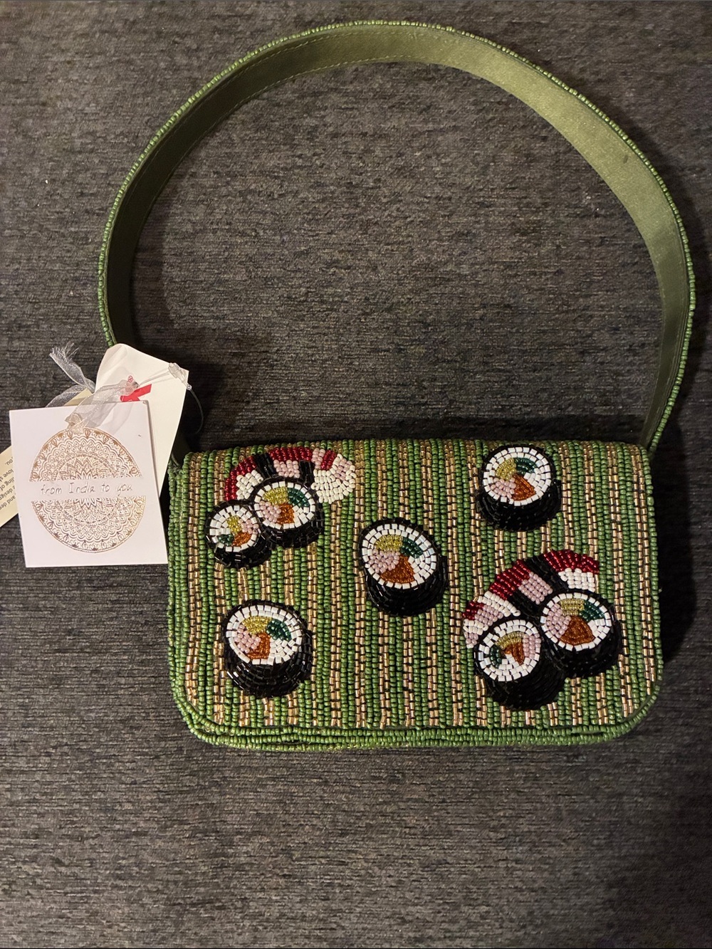 **VIRAL** Beaded Green Sushi Shoulder Bag
